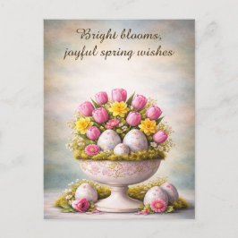 Postal Easter Greeting Card Tulips Floral Spring