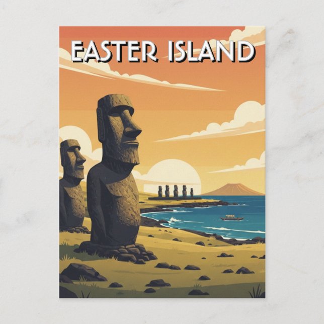 Postal Easter Island Chile Moai Travel (Anverso)