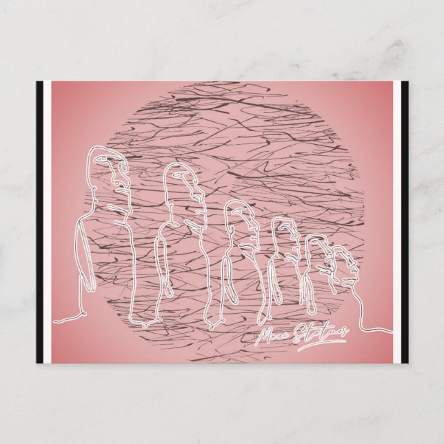 Postal Easter Island Moai Statu Pink Travel (Anverso)