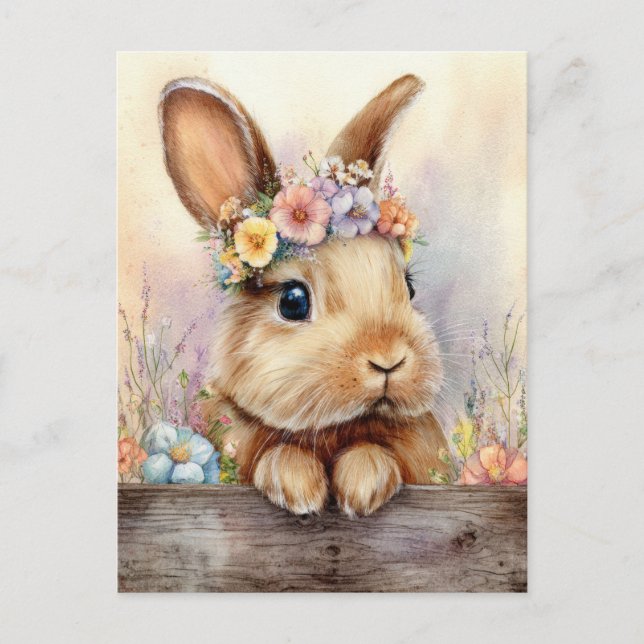 Postal Easter Postcard with Easter Eggs and Bunny (Anverso)