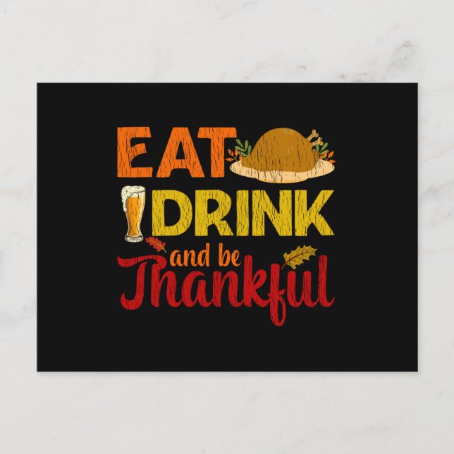 Postal Eat Drink Be Thankful Family Matching Thanksgiving (Anverso)