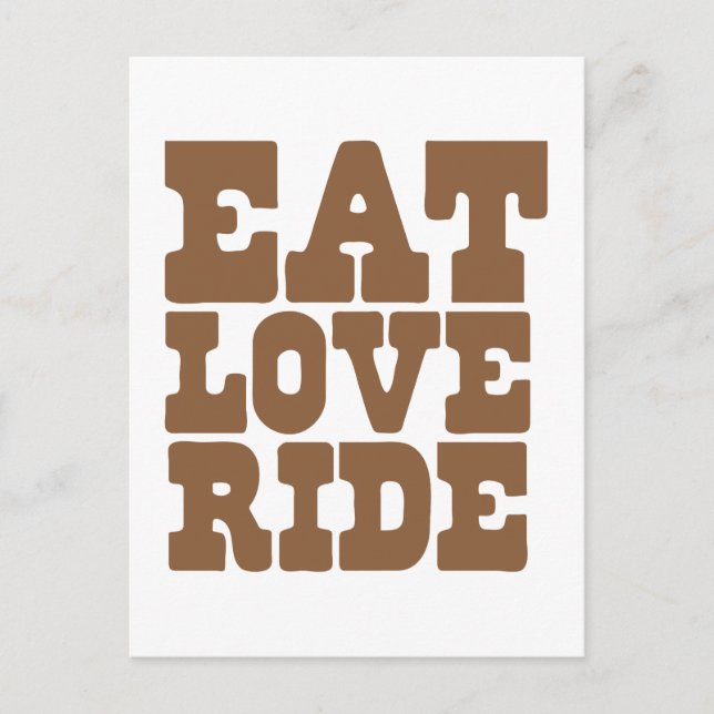 Postal EAT LOVE RIDE Caballo divertido (Anverso)