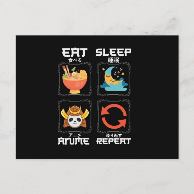 Postal Eat Sleep Anime Repeat Cute | for Anime Lover (Anverso)