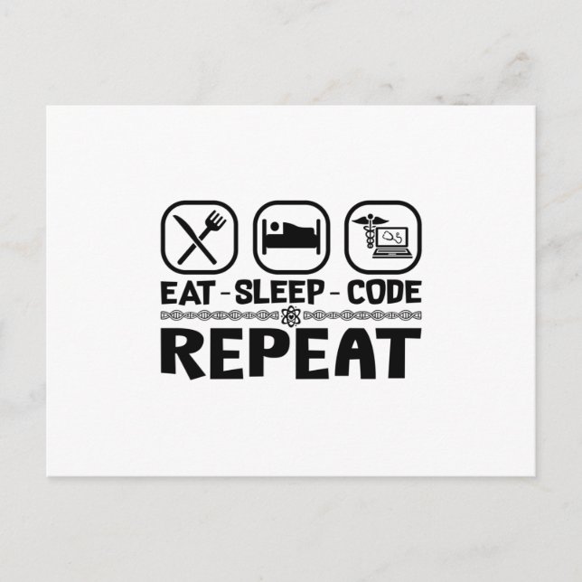 Postal Eat Sleep Code Repeat Medical Coder Coding Gift (Anverso)
