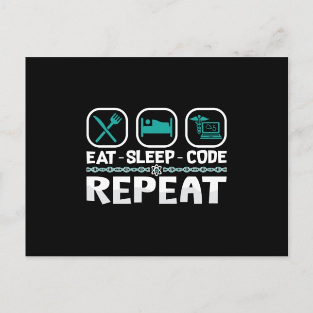 Postal Eat Sleep Code Repeat Medical Coder ICD Coding (Anverso)