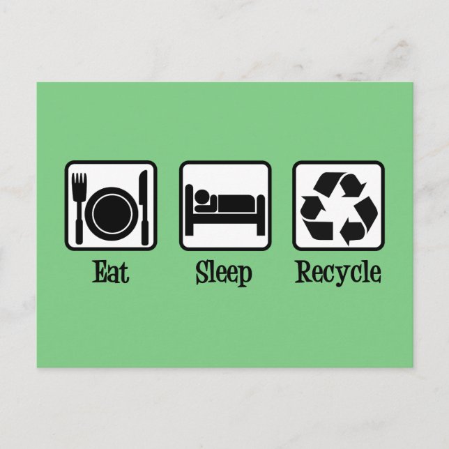 Postal Eat Sleep Recycle Cute Green Recycling Environment (Anverso)