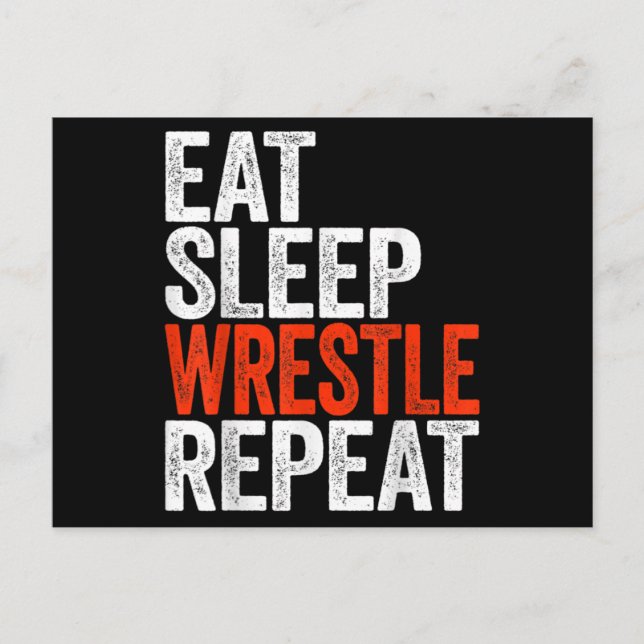 Postal Eat Sleep Wrestle Repetir la lucha contra el hambr (Anverso)