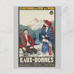 Postal Eaux-Bonnes France Ferrocarril Vintage