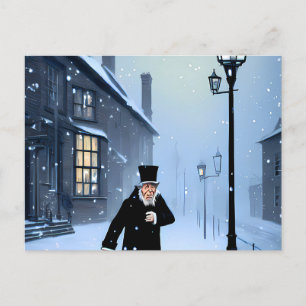 Postal Ebenezer Scrooge Snowy Victorian Street