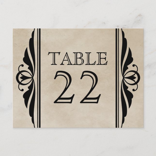 Postal Ebony Elegant Deco Table Number Postcard (Anverso)