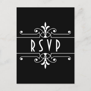 Postal Ebony Fancy Ornamental RSVP