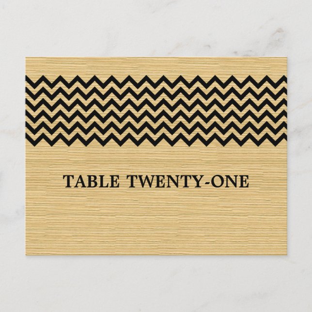 Postal Ebony Rustic Chevron Table Number Postcard (Anverso)