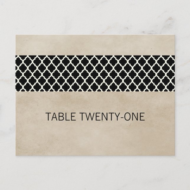 Postal Ebony Rustic Quatrefoil Table Number Postcard (Anverso)