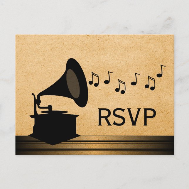 Postal Ebony Vintage Gramophone RSVP (Anverso)