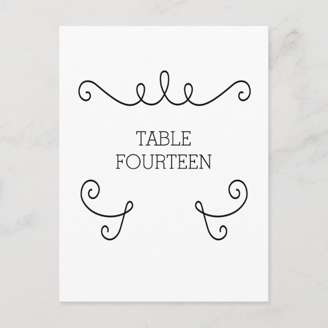 Postal Ebony Whimsical Flourier Table Number Postcard (Anverso)