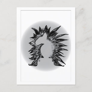 Postal EBT ajedrez caballero moderno ilustracion de arte