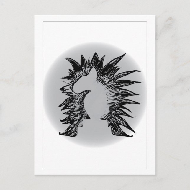 Postal EBT ajedrez caballero moderno ilustracion de arte  (Anverso)