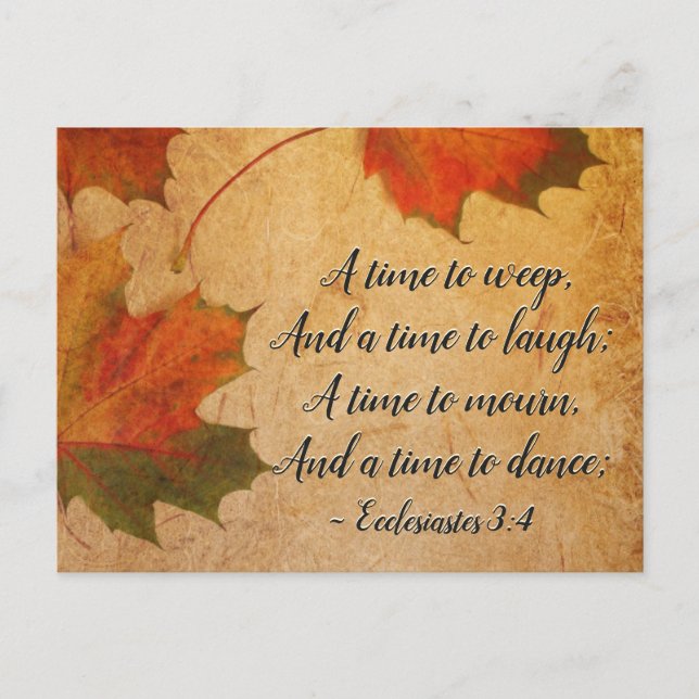 Postal Ecclesiastes 3:4 Un momento para llorar, un moment (Anverso)