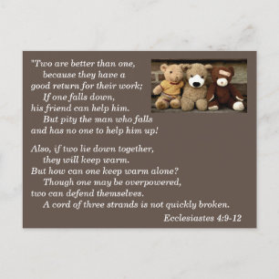 Postal Ecclesiastes 4:9-12 Biblia Verse Memory Postcard