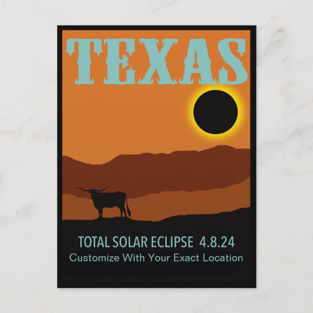 Postal Eclipse de personalizable de Texas (Anverso)