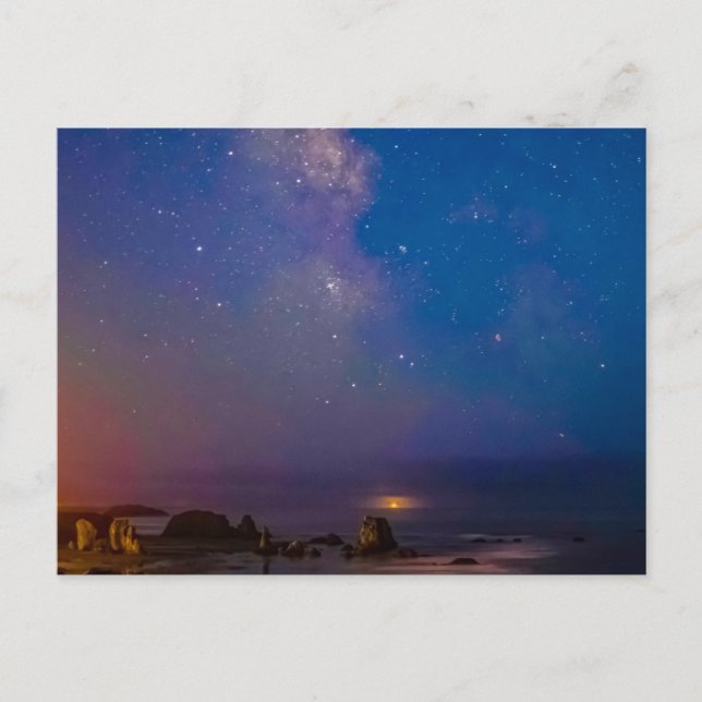 Postal Eclipse lunar y Vía Láctea | Bandon Beach, Oregon (Anverso)