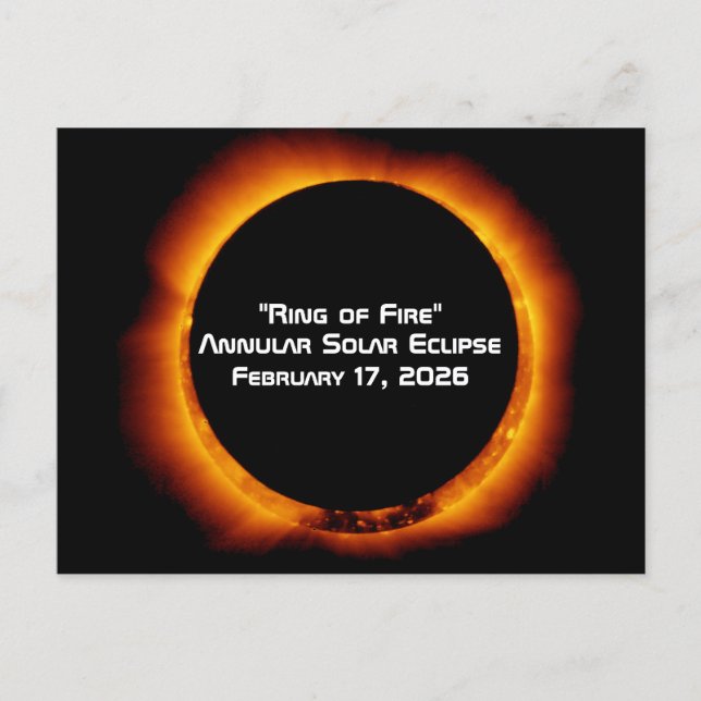Postal Eclipse solar anular del anillo de fuego de 2026 (Anverso)