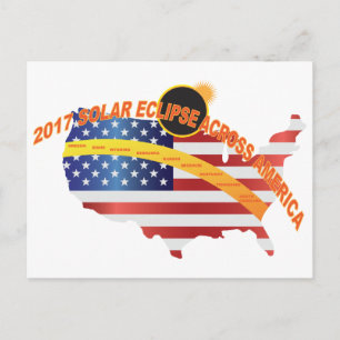Postal Eclipse solar total 2017 en todo el mapa de Estado