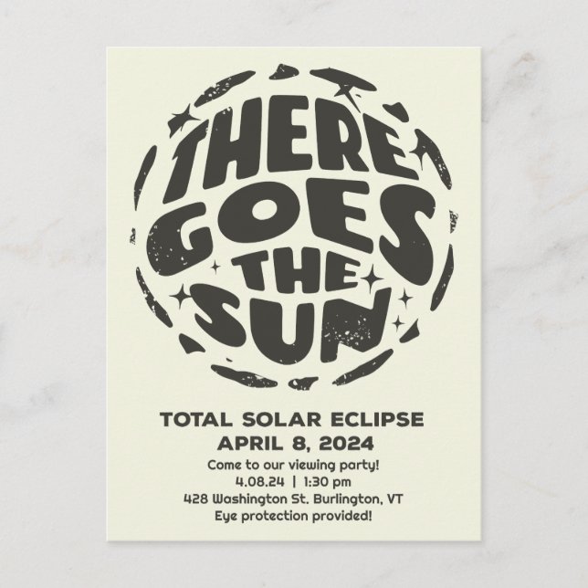 Postal Eclipse Solar Total 2024 Ahí Va el Sol (Anverso)