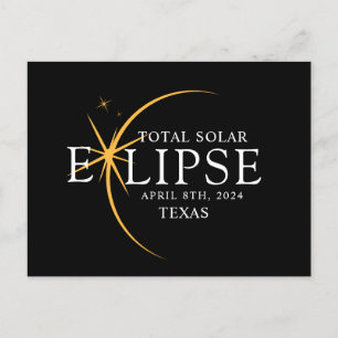 Postal Eclipse solar total de 2024 Texas Black & Gold mod