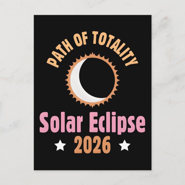 Postal Eclipse solar total de 2026 camino de totalidad (Anverso)
