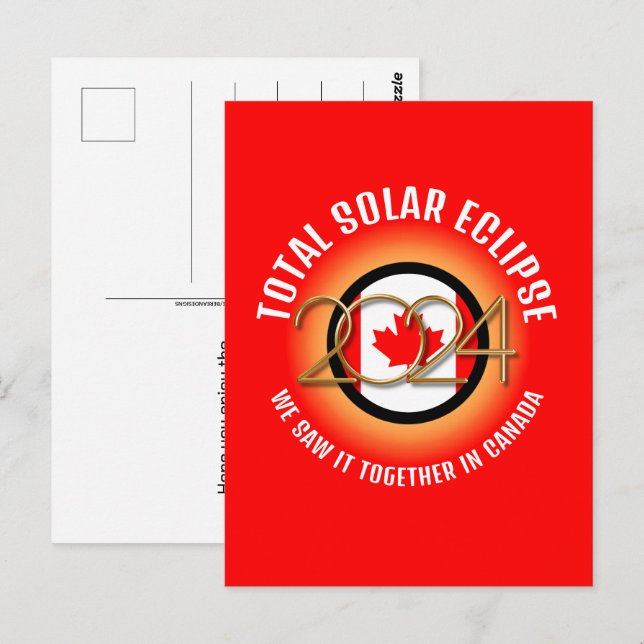 Postal ECLIPSE SOLAR TOTAL DE Canadá 2024 (Anverso / Reverso)