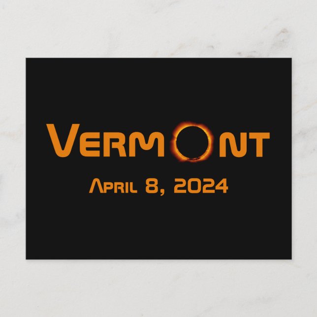 Postal Eclipse solar total de Vermont 2024 (Anverso)