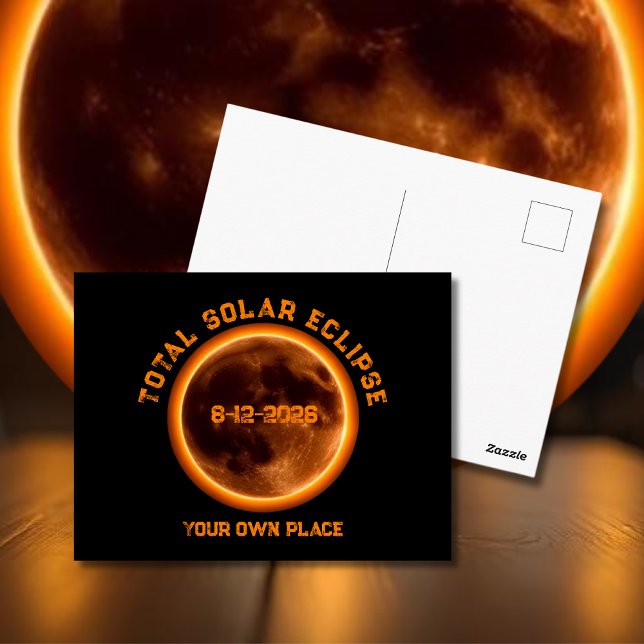 Postal Eclipse Total de Sol 12 de agosto de 2026 (Total Solar Eclipse August 12 2026 Postcard)