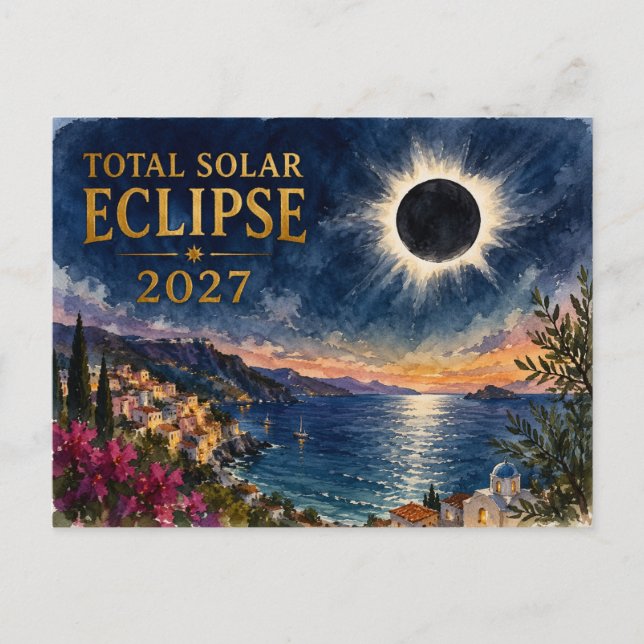 Postal Eclipse Total de Sol 2027 Mediterráneo  (Anverso)
