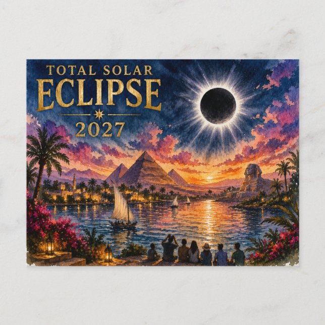 Postal Eclipse Total Solar 2027 Egipto (Anverso)