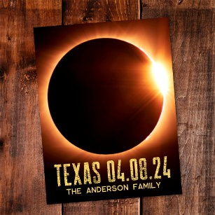 Postal Eclipse total Texas 2024 Personalizado