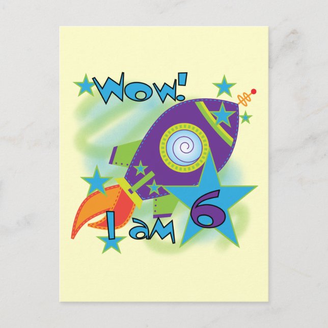 Postal Eco de cohetes 6ª camisetas de cumpleaños y regalo (Anverso)