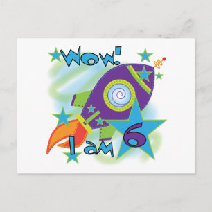 Postal Eco de cohetes 6ª camisetas de cumpleaños y regalo