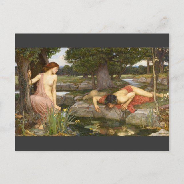 Postal Eco de pintura pre-Raphaelite y Narciso (Anverso)