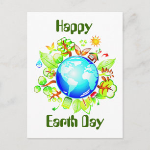 Postal Ecoamistoso con la Tierra Verde para el Día de la