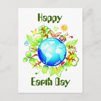 Postal Ecoamistoso con la Tierra Verde para el Día de la 