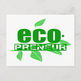 Postal Ecopreneur Con Hojas, Rama Y Guión De Punto