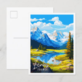 Postal Ecrins France vintage travel ilustracion
