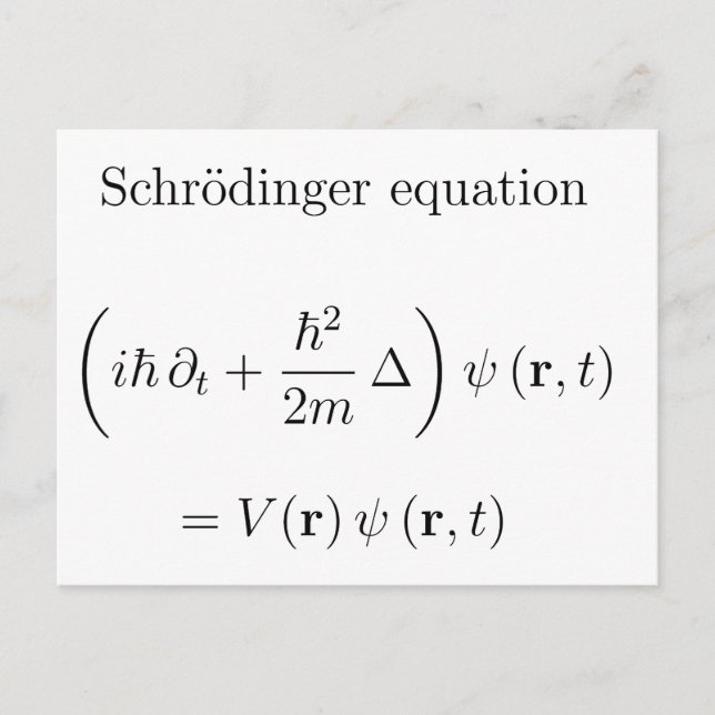 Postal Ecuación de Schrodinger con nombre (Anverso)