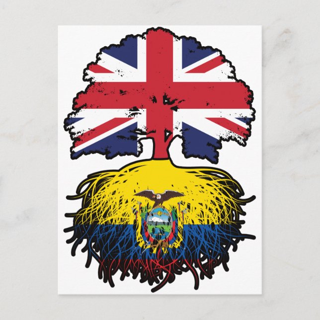 Postal Ecuador Bandera de raíces de árboles británicos ec (Anverso)