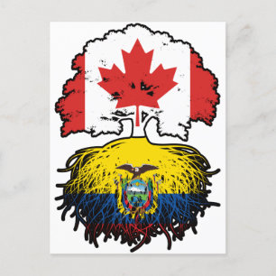 Postal Ecuador Ecuatoriano Canadá Árbol Roots Bandera