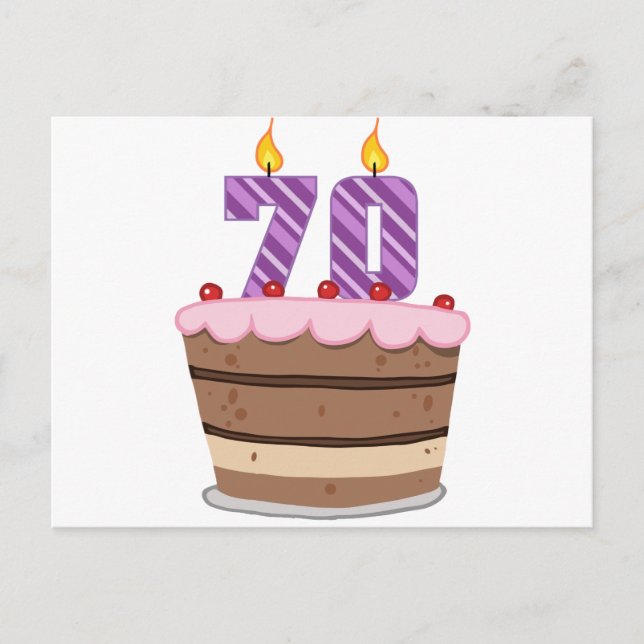 Postal Edad 70 en la torta de cumpleaños (Anverso)
