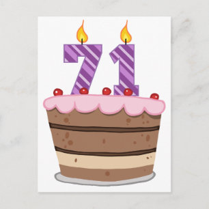 Postal Edad 71 en el pastel de cumpleaños