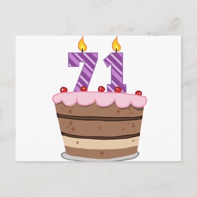 Postal Edad 71 en el pastel de cumpleaños (Anverso)