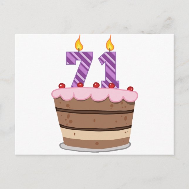 Postal Edad 71 en el pastel de cumpleaños (Anverso)